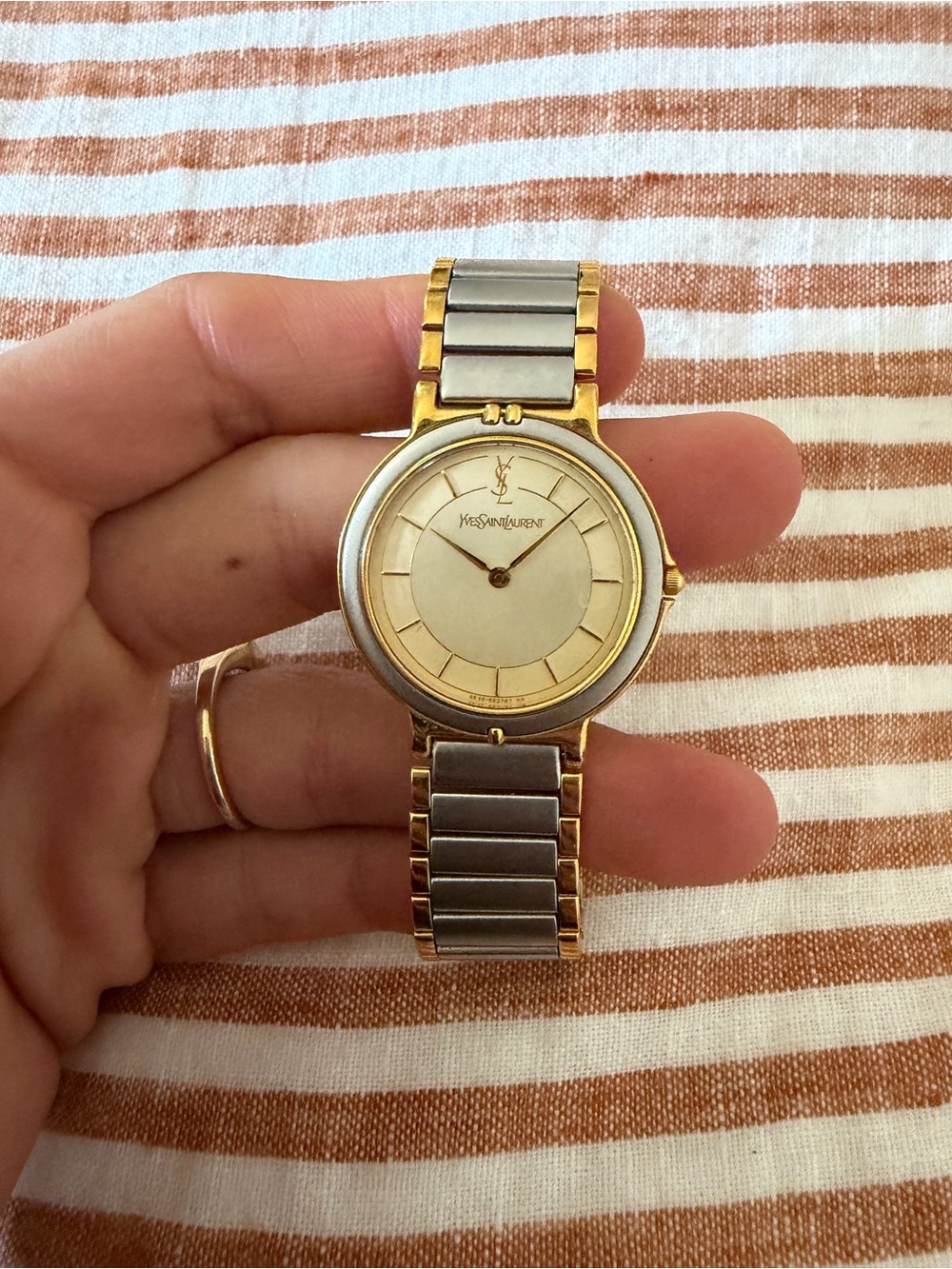 Yves Saint Laurent Two-Tone Gold and Silver Bracelet Watch